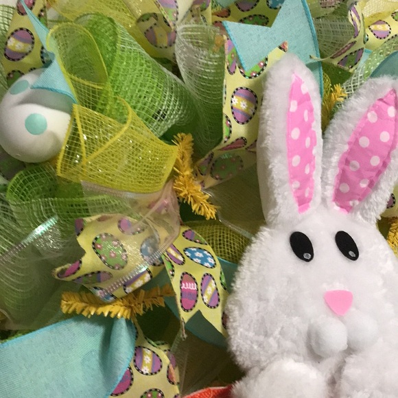Handcrafted Easter Bunny Welcome Wreath - Picture 2 of 5
